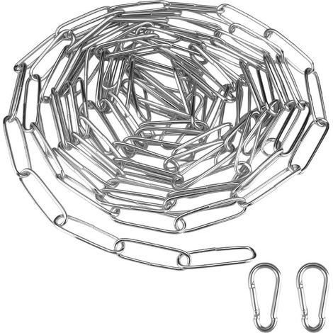 Chaîne en Acier Inoxydable, 4mmx4m Chaine Acier avec 2 Mousqueton, solide et Robuste Maillons Soudés en Acier, Chaine Inox pour Clôture, Fauteuils Suspendus, Hamacs, Sacs De Sable Et Chaîne De Chien (1/5)