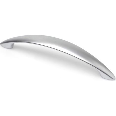 Asa de zamak con acabado cromo mate, dimensiones:150x20x28mm y entrepuntos:128mm -
