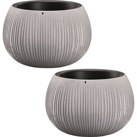 2x BOL BOL PLASTIQUE avec réservoir de couleur de ciment, 11 (haut) x 14,4 (largeur) x 14.4 (profond) CTS. (1/5)