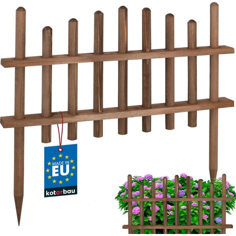 KOTARBAU® Cloture Bois - 60 cm - Wenge - Cloture Jardin Exterieur Bois de Pin - Bordure de Jardin - Palissade - Facile à Installer (1/5)