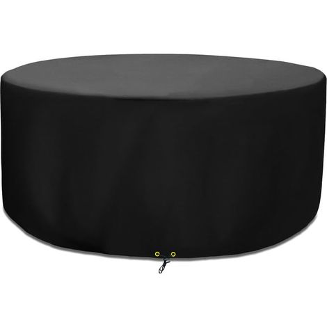 Housse de protection pour table de jardin - Ronde - En tissu Oxford 420D - Coupe-vent - Résistante aux UV - Pour meubles de jardin - Diamètre : 100 x 70 cm (1/5)