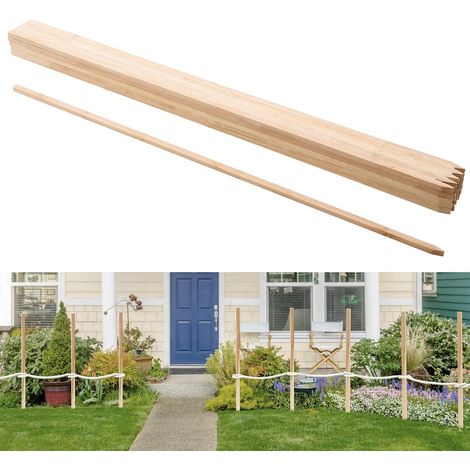 Piquets de Clôture Jardin en Bois, Lot de 25, Poteaux Bois à Pointe 17,53 x 12,7 x 1219,2 mm, Piquets pour Clôtures Anti-érosion, Délimiter les Zones de Jardin, Support de Croissance des Plantes (1/5)