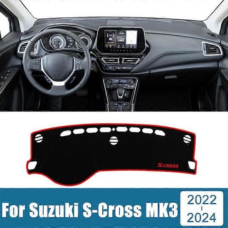 Accessoires auto pour Suzuki S-Cross MK3 2022 2023 2024 : Housse de tableau de bord avec protection solaire, tapis anti-UV et antidérapant. Taille : A, noir, côté gauche (conduite à gauche). (1/4)
