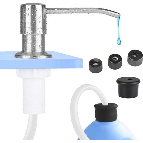 MINKUROW Dispensador De Jabón Para Fregadero De Cocina, Bomba De Agua De Encimera De Níquel Cepillado Con Tubo De Silicona De 48 Pulgadas Que Se Conecta A La Botella De Jabón Para Baño Y Lavavajillas, (1/5)