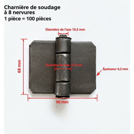Charnière symétrique à souder N°8 en acier - Lot de 100 pièces 8 100 7 × 9 × 0,45 cm 360 g – Livraison gratuite