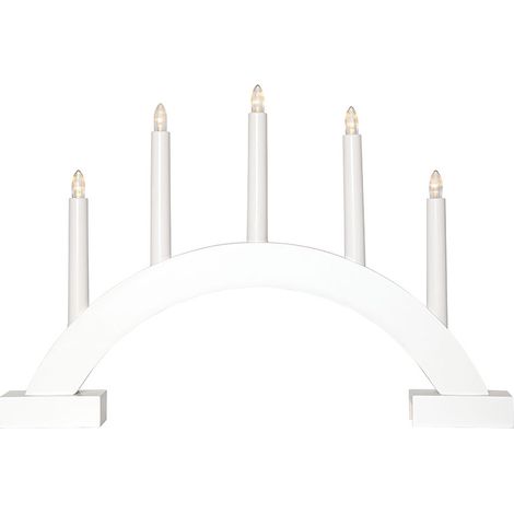 Arche de bougies simple Star Trading 'Abbe' en blanc, 5 bougies LED, piles + minuteur, L 46 cm, H 32 cm