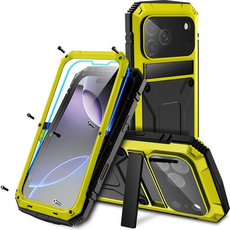 Custodia R-just per iPhone 17 Pro Max con protezione schermo integrata - Gialla