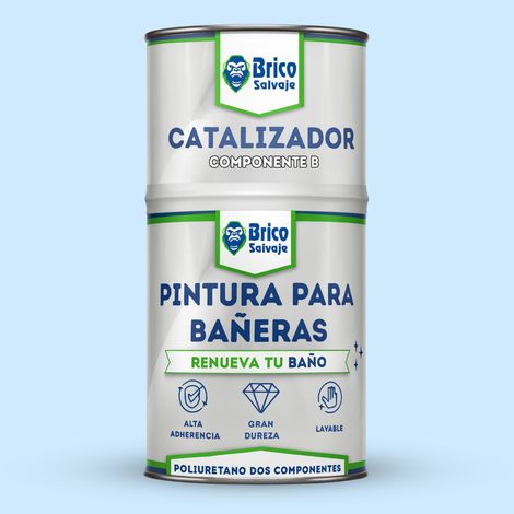 Pintura para bañeras Acabado Satinado Azul Claro Agatha Bricosalvaje 600+150 ML Dos componentes