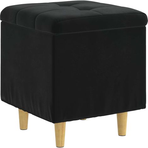Pouf de rangement avec coussin Noir 40 x 40 x 45 cm Velours