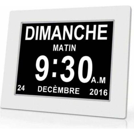 Horloge calendrier numérique One Piece 7 pouces avec date et heure, horloge Alzheimer pour parents, rappel de médicaments pour grands-parents et enfants - Blanc - 20414324mm (1/4)