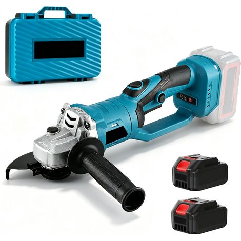 Meuleuse d'angle sans fil brushless 2000W, meuleuse d'angle électrique, 3 vitesses, 18000RPM, tête de meulage rotative, 2 batteries (1/5)
