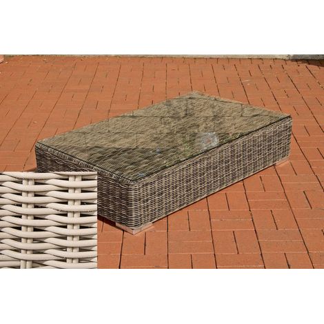 Lounge-Tisch Ariano 100 x 50 cm Rundrattan perlweiß (1/4)