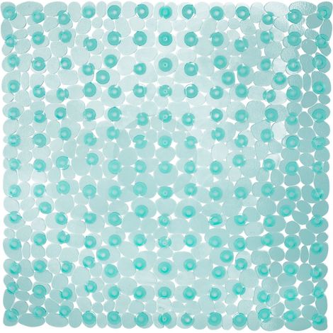 Relaxdays Alfombrilla Ducha, Diseño Piedra, Esterilla Antideslizante Cuadrada, Lavable, PVC, 1 Ud., 53 x 53 cm, Turquesa (1/5)