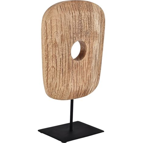 EGLO LIVING Skulptur mit Sockel Hokuta, Zimmer Deko für Wohnzimmer, Tischdeko aus Holz in Natur und Metall in Schwarz, minimalistische Wohnzimmerdeko, Dekofigur 33,5 cm (1/4)