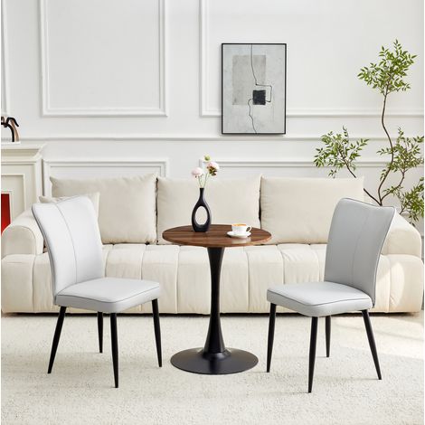 MEUBLIV table ronde 60 cm noire et gris clair – 2 chaises, montage requis (1/5)