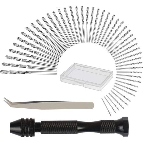Perceuse à Main Hand Drill Avec 48 Pcs Mini Foret Fraise Twist (0.6-3mm) Perceuse Manuelle Outils Pour Bricolage Forage (1/4)