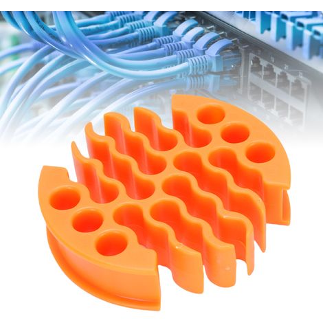 Peine para cables de PC, 30 conectores, 0,8 cm de diámetro, herramienta para desenredar cables CAT-6, color naranja. (1/5)