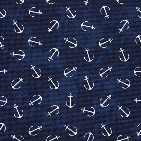 Outdoor dekostoffe oxford - Motiv Anker auf marineblauem (1/5)