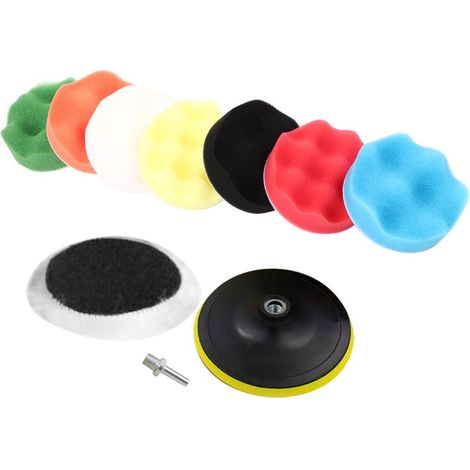 Kit de 10 tampons de polissage en éponge pour polisseuse de voiture avec adaptateur pour perceuse 3' (1/5)