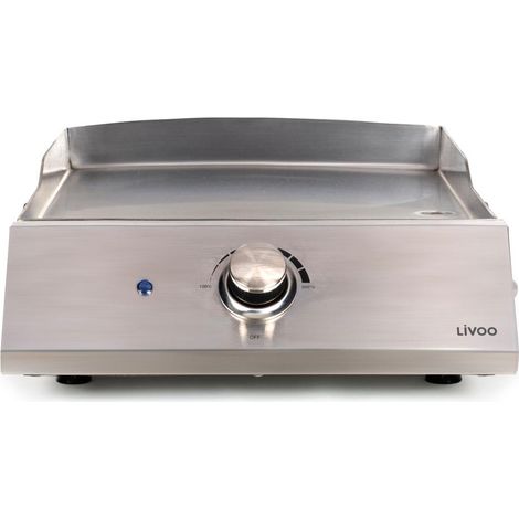Plancha électrique 2800W en inox avec surface de cuisson 45 x 35 cm – Thermostat réglable – Bac récupérateur de graisse – DOC292 – Livoo (1/10)