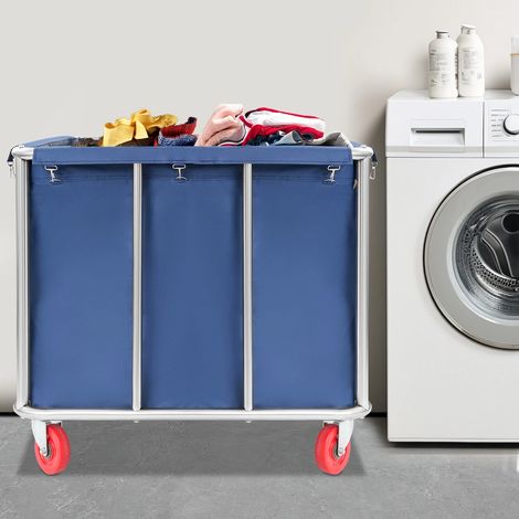 Chariot de tri de blanchisserie commerciale, panier de linge sale de grande capacité, approprié pour l'hôtel familial, 90 65 80cm (1/5)