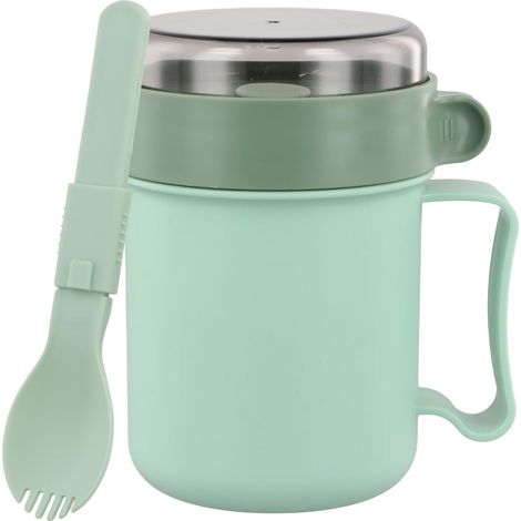 Gobelet à muesli avec cuillère, 500 ml, pot à yaourt étanche, récipient à emporter pour salade, contenant alimentaire portable pour enfants et personnel (vert) (1/5)