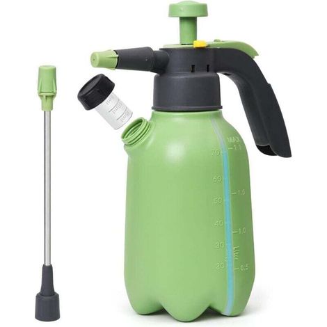 Pulverizador manual de 2 litros para plantas, césped y jardines. Pulverizador a presión con 2 boquillas y válvula de seguridad.