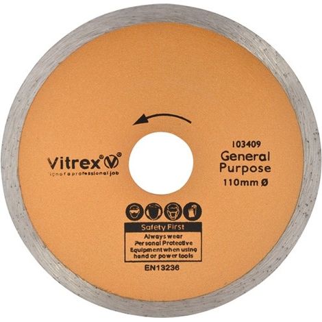 Vitrex 103402NDE Diamond Wet Tile Saw Blade 110mm 103409 22mm Bore VIT103409