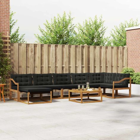 vidaXL Outdoor-Sofagarnitur mit Kissen 22 pcs Natürlich und Schwarz (1/5)