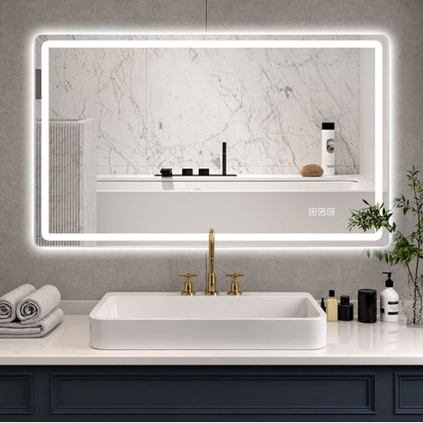 LED-Badspiegel 60×120 cm, beschlagfrei, 3 Lichtfarben, dimmbar mit Speicher, IP44 HAVRYA (1/5)