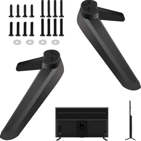 Support TV Universel Remplacement de Base de Meuble TV Pieds de Meuble TV avec Vis pour la Plupart des Téléviseurs LED, Noirs