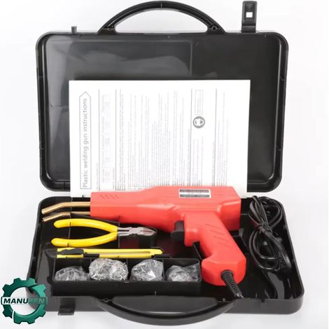 Manuzen - Agrafeuse à chaud plastique 50 W – kit 200 agrafes – Outil rouge avec coffret et 200 agrafes – 220 V (1/3)