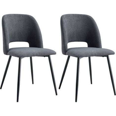 Pack de 2 Sillas de Comedor Mos Estilo Moderno en Color Gris con Respaldo Redondeado y Patas Metálicas Negras 58x86x50 cm (1/5)