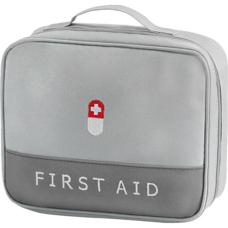 Erste Hilfe Set leer, wasserdicht, mit Fächern, Grau