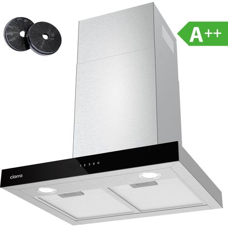 CIARRA CBCS6102 A+++ 650 m3/h Dunstabzugshaube 60cm Wandhaube aus Edelstahl mit Booster 4 Stufen mit 2 Kohlefilter Silber (1/9)