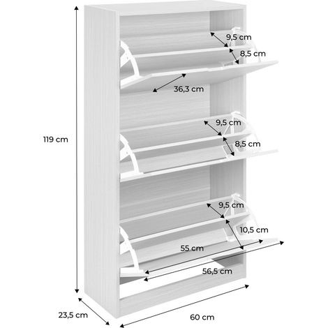 sweeek - Schuhschrank Holzdekor 3 Schubladen