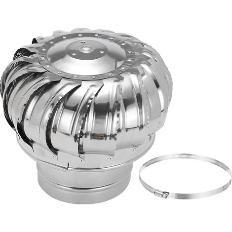 Capuchon D'Échappement de 6,3 Pouces pour Toit, Sortie de Cheminée en Acier Inoxydable, Couvercle de Capuchon de Turbine Éolienne Ronde Rotative (1/5)
