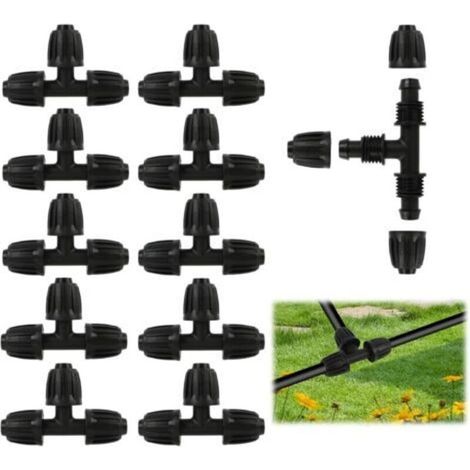 10 raccordi a T per tubo da giardino da 16 mm, robusto adattatore in plastica a 3 vie, accessori per l'irrigazione di giardino, agricoltura e serra (raccordo a T) (1/5)