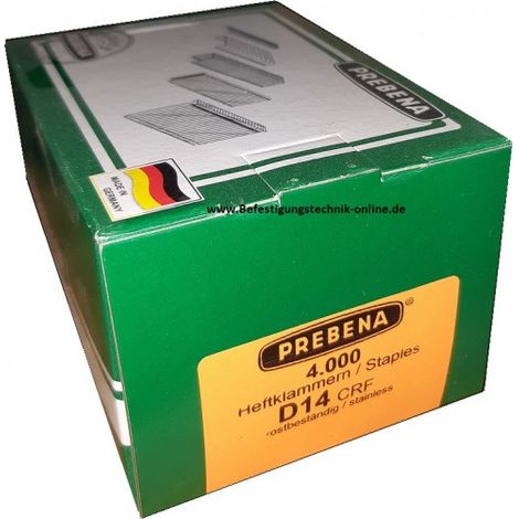 Prebena Klammern D 14mm rostfrei Polsterklammer 1GP-D16 Tjep PG-50 BeA 95 4M KL-10"-"EN13145