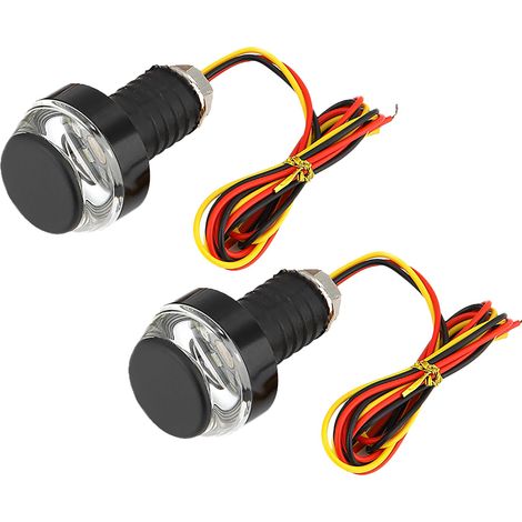 Clignotants LED Moto DC12V Feux de Barre d'Extrémité de Guidon Blanc Jaune (1/5)