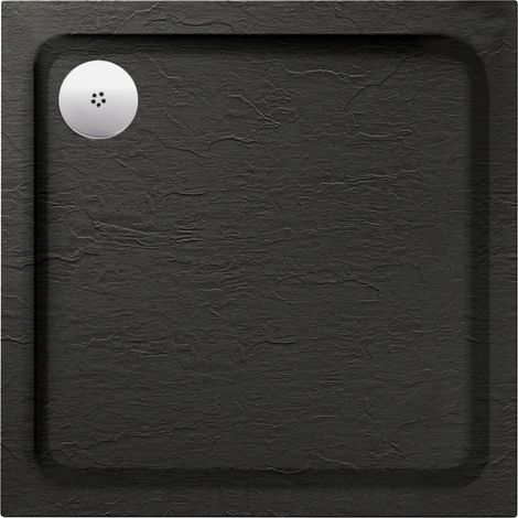 Aquadart Luxury Black Slate Effect Shower Tray - Standard Chrome Waste - Square - 900 x 900mm (1/2)