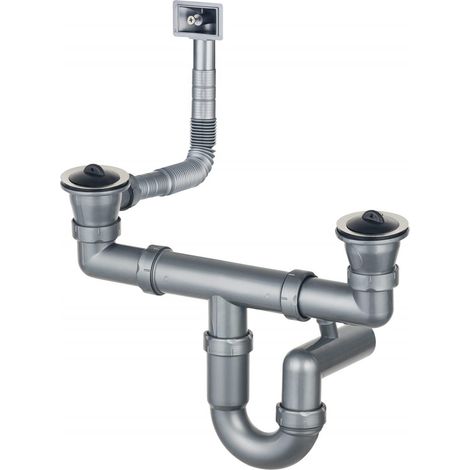 Siphon deante zxy 9922 évier inox 2 compartiments 2 pouces