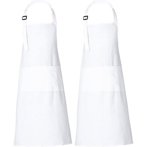 Tabliers de chef pour femmes et hommes 88x69 cm en coton uni avec 3 poches (1/5)
