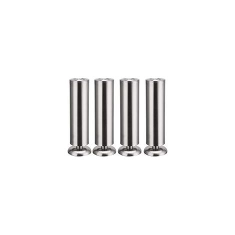 Lot de 4 pieds de meuble inox ronds avec tapis en caoutchouc, silencieux et sécurisé Pour armoire de cuisine et meubles modernes.