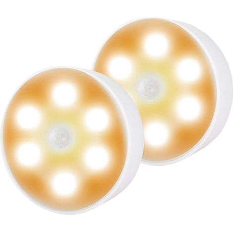 Lampe à Détecteur de Mouvement, Veilleuse LED Rechargeable, Avec Coussinets Adhésifs 3M et Aimant, Salon, Salle de Bains, Couloir (Blanc Chaud 2PCS) (1/5)