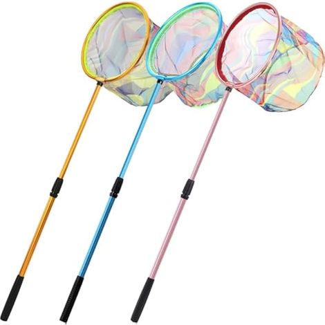 3 filets de pêche pour enfants, 95CM télescopique filet à papillon épuisette de piscine filet à feuilles extensible de 68CM à 95CM - pour attraper insectes papillons poissons oiseaux en extérieur (3 c