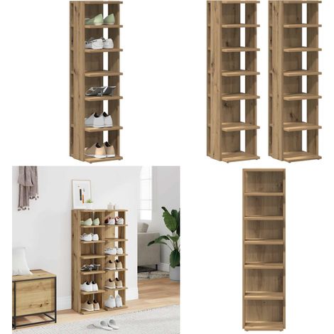 Muebles zapateros 2 uds madera roble artisan 28x27x102 cm - Muebles de madera - Armario de zapatos roble