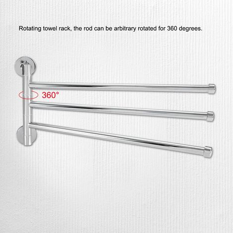 Porte-serviettes mural pivotant pour salle de bain (3 bras) (1/5)