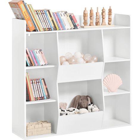 Estantería Infantil para Libros y Juguetes Librería para niño Multifuncional con 6 estantes y 2 compartimientos 106 x 30 x 104 cm imagen de producto KMB55-W SoBuy ES