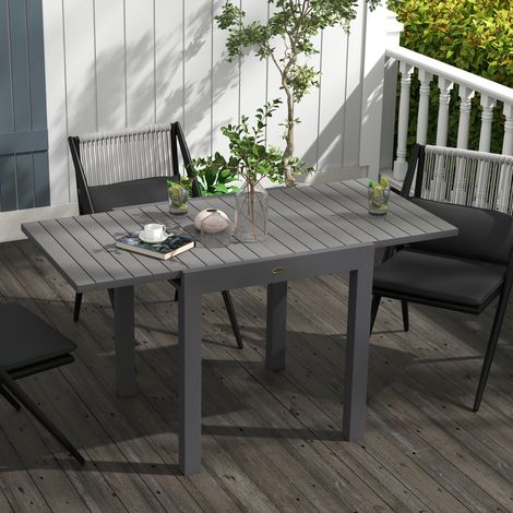 CHICFURN Mesa de comedor extensible 162 x 80 x 75 cm de aluminio gris para balcón y jardín (1/5)